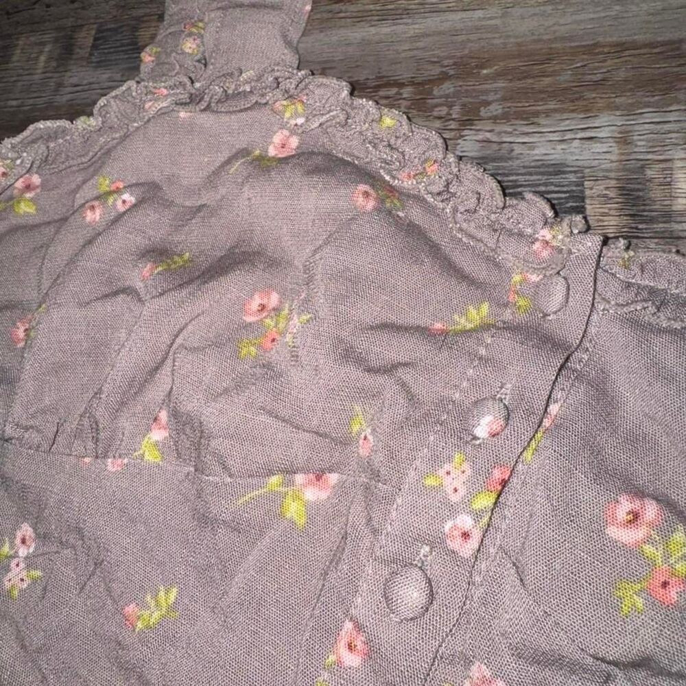 Forever 21 Taupe Floral Print Cropped Tank Top Medium - Picture 3 of 4